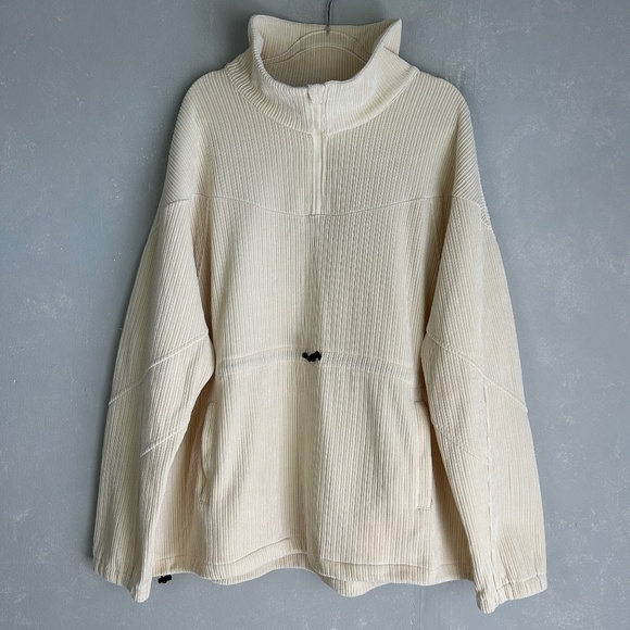 White Birch plus size 3X corduroy 1/4 zip sweater jacket cream cotton blend - Picture 1 of 13